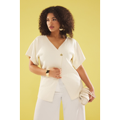 Trendyol Curve Ecru Buttoned Asymmetric Closure Knitted Blouse
