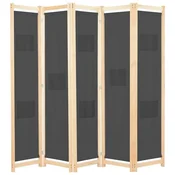 Vidaxl Paravan 5-delni 200x170x4 cm sivo blago