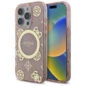 slomart Etui Guess IML Peony On 4G Background MagSafe za iPhone 16 Pro - roza
