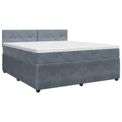 vidaXL Postelja boxspring z vzmetnico Temno siva 140 x 200 cm Žamet
