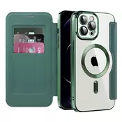 Etui SmartMag Book z Magsafe tehnologijo in RFID denarnico za iPhone 12 Pro - green