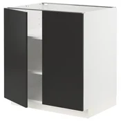 METOD Podni element s policama/2 vrata, bela/Nickebo boja antracita, mat, 80x60 cm