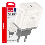 slomart Omrežni polnilnik AMiO Quick Charge GaN PD 30W, USB-C