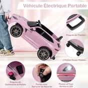 Costway Električni avto na daljinsko upravljanje 2V roza