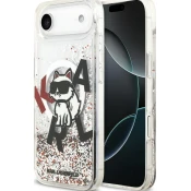 Maska Karl Lagerfeld Liquid Glitter Choupette Logo MagSafe za iPhone Air bela