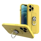 HURTEL Silikonski ovitek z obročem za prst in stojalom za iPhone 12 Pro Max rumene barve