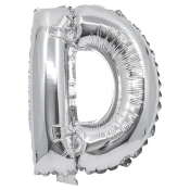 Folija balon v obliki črke v srebrni barvi – črka D 32 cm
