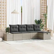 Sjedeća garnitura za vrt 5 kom. Svijetlo siva poliratan Svjetlosiva 239 x 117 x 85 cm