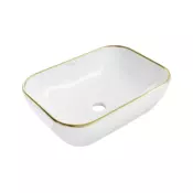 Mexen Rita nadpultni umivalnik 45 x 32 cm, bel/zlat rob - 21084505
