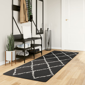 vidaXL Cupavi moderni tepih s visokim vlaknima crni i krem 80x250 cm