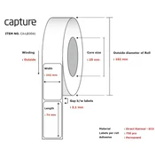 Capture Nalepka 102x74 mm DT Jedro 25, bela, trajna, 750/rola