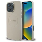 slomart Etui Guess Grained Gold Ring MagSafe za iPhone 16 Pro Max - bež