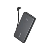 ANKER Zolo 10000mAh, 22.5W, sa ugradenim USB-C kablom, Power Bank crni