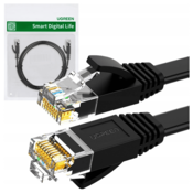 Ploščati LAN patch kabel RJ45 Ethernet kat. 6, 3 m, črne barve