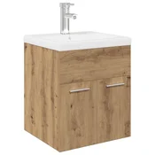 Vidaxl omarica za umivalnik z vgrajenim umivalnikom pipo Artisan Oak