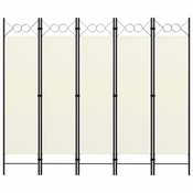 Sobna pregrada s 5 panela bijela 200 x 180 cm