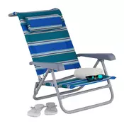 Northix Zložljiv ležalnik za plažo 8 položajev z vratno blazino