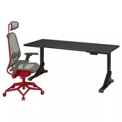 UPPSPEL / STYRSPEL Gejmerski sto i stolica, crna siva/crvena, 180x80 cmPrikaži specifikacije mera