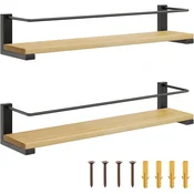 2x EXFU lesena polica za začimbe stenska 40x9cm
