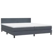 Vidaxl Box spring postelja z vzmetnico temno siva 180x210 cm žamet