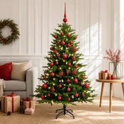 Umjetno božično drevo z okrasnimi kroglami 120 cm 150 LED