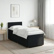 Postelja boxspring z vzmetnico Črna 90 x 190 cm Blago