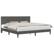 Vidaxl Konstrukcija postelje Temno siva 200 x 200 cm Žametna tkanina