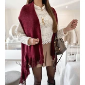 Gemre Burgundy fringe throw June