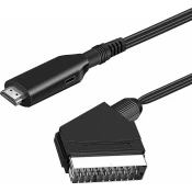 mobilNET povezovalni kabel/adapter SCART na HDMI, 1m, črn