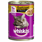 12x400g Whiskas 1+ pločevinke za mačke - 1+ Zgovedino & jetri v omaki