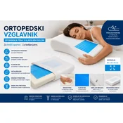 Malatec Ortopedski vzglavnik iz spominske pene s hladilnim gelom – antialergijski vzglavnik za vrat in hrbtenico