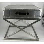 Casa Padrino aluminum airplane bedside table with drawer silver/black