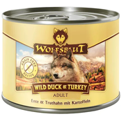 WOLFSBLUT Mokra pasja hrana Wild Duck & Turkey - puran & raca - 200 g