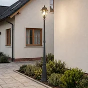 Lindby zunanja svetilka Edana, 211 cm, antracit, E27, IP44 - Sodobni - antracitna, prozorna - Aluminij