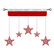 shumee Božična zavesa Lambrequin STARS glamour Christmas Winter 90 cm rdeča