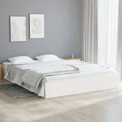 shumee vidaXL Posteljni okvir bel masivni les 135x190 cm dvojni