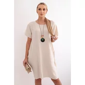 Kesi Włoski Dress with pockets and pendant light beige