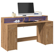 Radni stol s LED svjetlima 160x55x91 cm konstruirano drvo