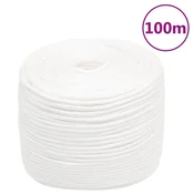 Vidaxl vidaXL Jadralna vrv, enobarvna bela, 6 mm, 100 m, polipropilen