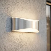 Lucande LED-stenna svetilka za zunanjo uporabo Akira, srebrna, širina 23 cm - Sodobni - srebrna, bela - Aluminij