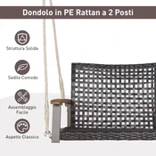 Costway Dvosedežna vrtna gugalnica iz sintetičnega ratana