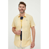 Pamucna košulja Pepe Jeans za muškarce, boja: žuta, regular, s klasicnim ovratnikom
