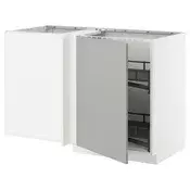 METOD Ug. podni ormaric s izvlac. umet., bela/Havstorp svetlosiva, 128x68 cm