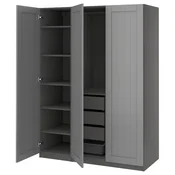 PAX/GULLABERG Garderobni sestav, temno siva/siva, 150x60x201 cm