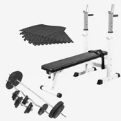 Benc klupa sa stalkom podlogom i setom tegova 100 kg (Bela) ( 101285-00022-0048 )