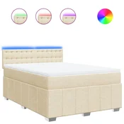 Vidaxl Box spring postelja z vzmetnico krem 160x200 cm blago