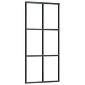 Vidaxl Drsna vrata ESG steklo in aluminij 90x205 cm črna