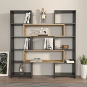 Hanah Home Polica 163x150x22cm Crno-Hrast