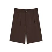 Bershka Hlače z naborki  temno rjava
