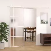 Vidaxl vidaXL Drsna vrata, matirano ESG steklo in aluminij, 76 x 205 cm, bela